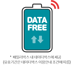DATA FREE *패밀리박스 내 데이터박스에 제공 (유효기간은 데이터박스 이용안내 조건에 따름)